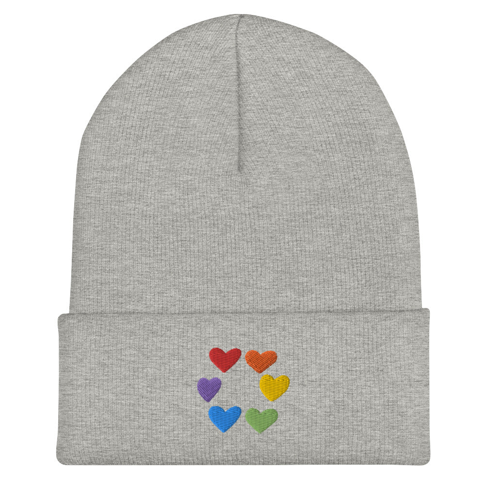 Rainbow Pride Hearts Beanie