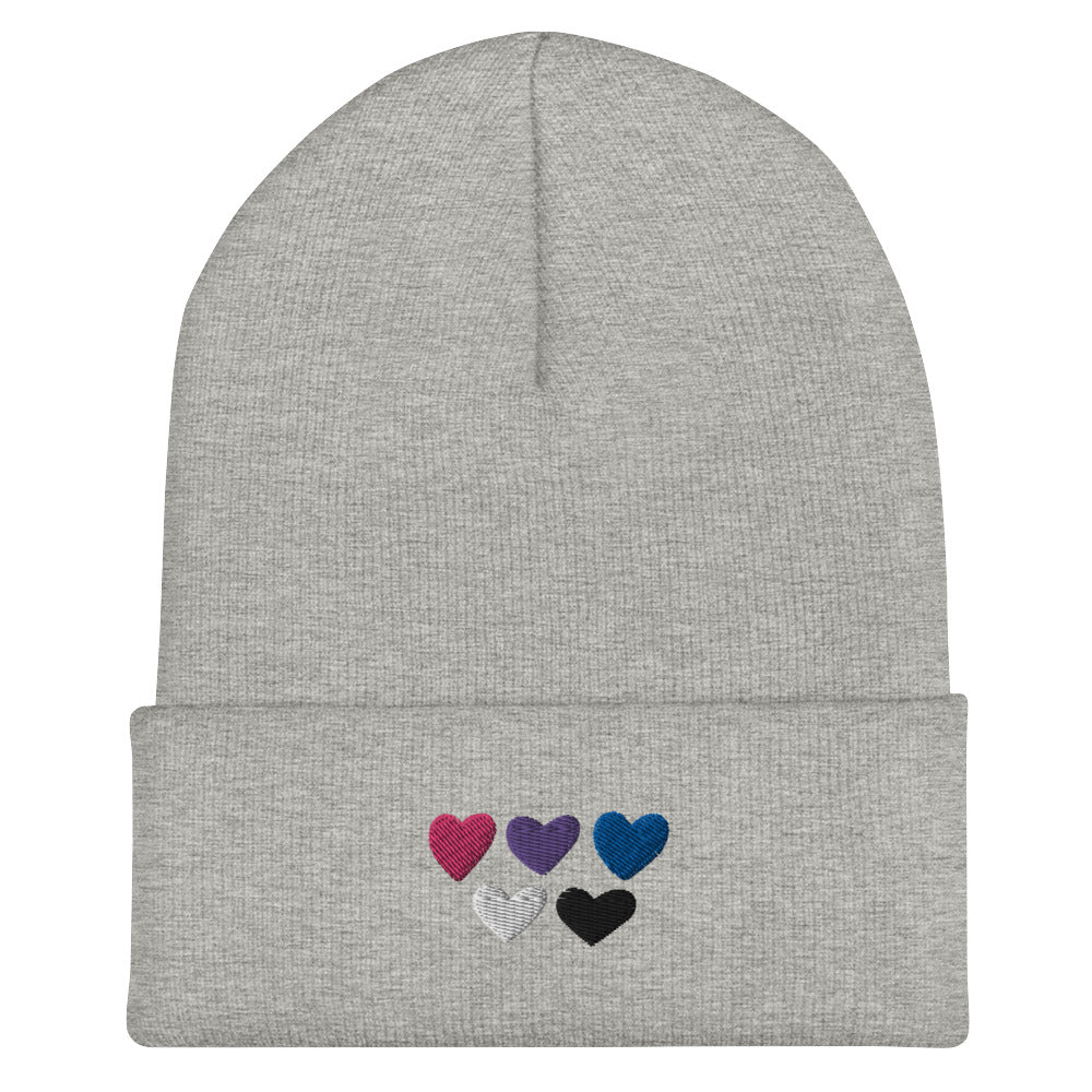 Genderfluid Pride Hearts Beanie