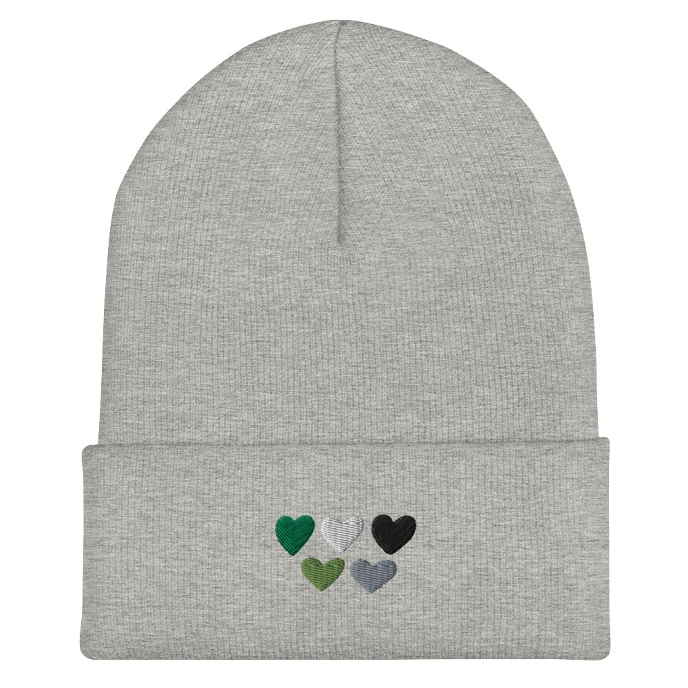 Aromantic / Demiromantic Pride Hearts Beanie