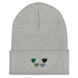 Aromantic / Demiromantic Pride Hearts Beanie